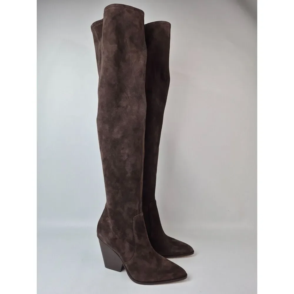 Veronica Beard Brown Suede Over-the-Knee Boots